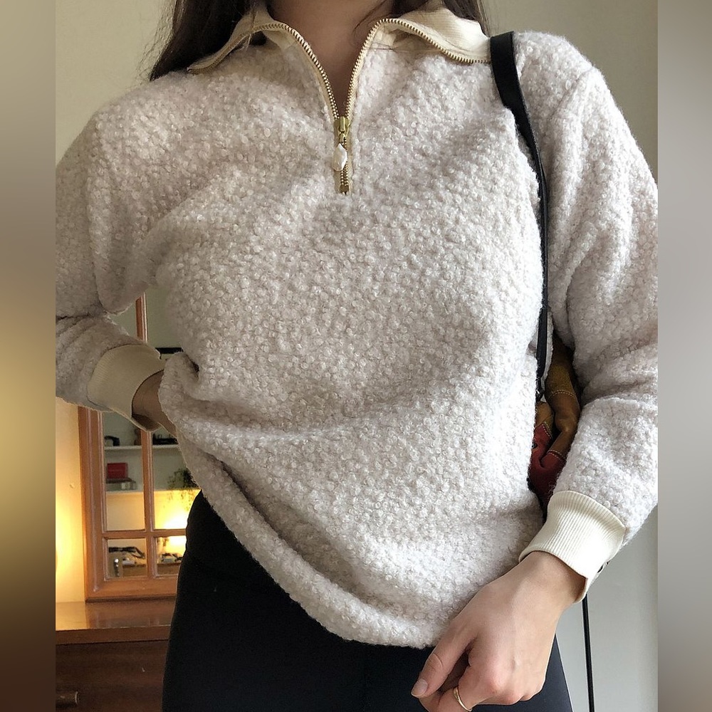 Donni Curly Pearl Quarter Zip Sweater